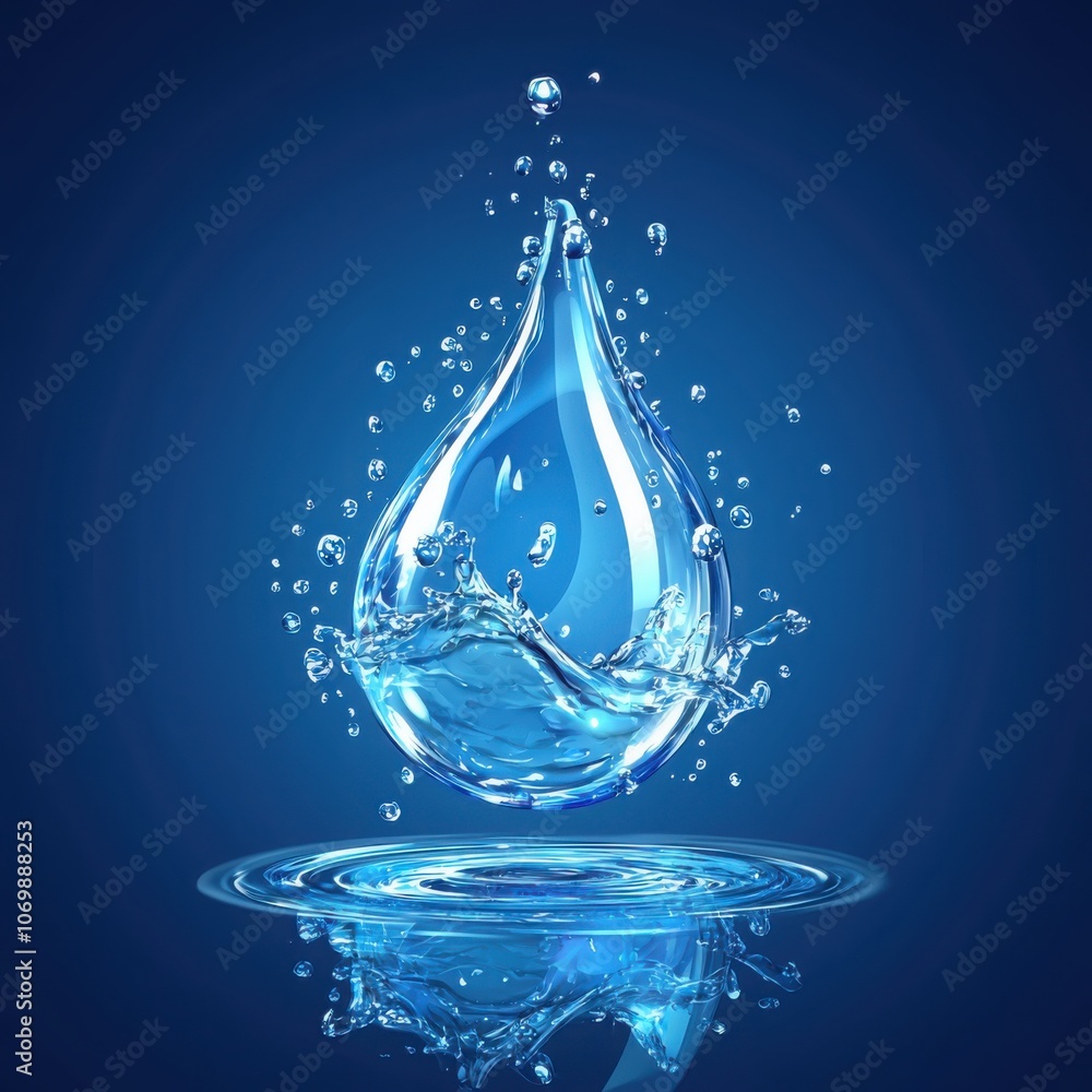 Poster create a stunning of a water droplet splashing from the side view