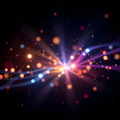 Fototapeta premium Vibrant light burst with multicolored bokeh effects on a dark background
