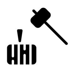 Wooden Mallet Solid Icon