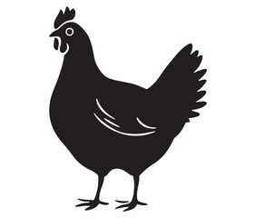 Silhouette of a chicken icon, Hen Silhouette Vector Illustration