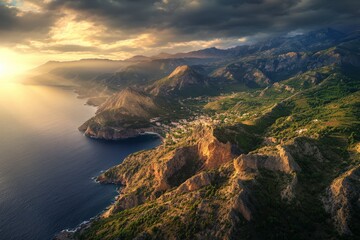 Coastal Mountain Sunset View