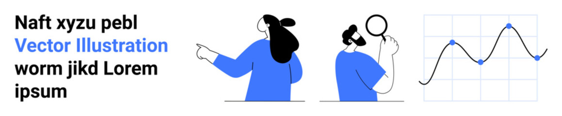 Two team members discussing data with charts. Ideal for business analysis, teamwork, data visualization, presentations, education, market research, and project planning. Banner for landing page