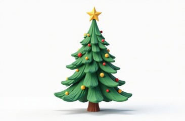3d illustration: green festive christmas tree on white background
