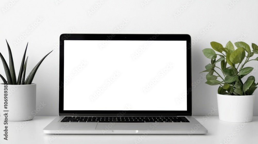 Poster the image of a laptop or notebook placed on a table represents technology and the use of devices to 