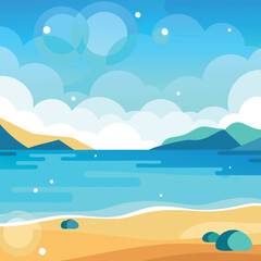 seashore background with dreamy bokeh effect and ocean waves
