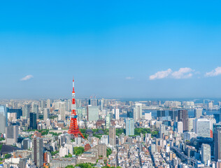 Fototapeta premium panoramic, tourist attractions in the city park of Tokyo, Asia business concept image, panoramic modern cityscape building in Japan. 