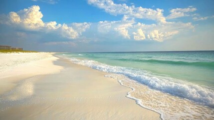 The picture of the sea, the beach and the bright blue sky is a beautiful sea view in summer, giving a refreshing and relaxing feeling.