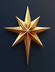 Obraz premium 3D Golden Shiny Star Christmas Tree Topper Ornament Decoration on Transparent Background