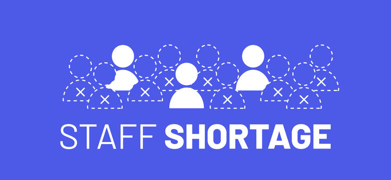 Staff shortage concept. Minimal vector illustration for recruiting problem. Abstract icons with absent people. Labor and personell crisis.