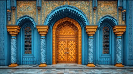 Fototapeta premium A Beautiful and Colorful Islamic Ramadan Greetings Background Design Perfect for Celebratory Cards and Digital Invitations