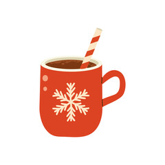 Christmas chocolate and eggnog drinks, winter holiday hot cups, vector icons. Christmas eggnog or milk punch beverages in cups and mugs, hot chocolate drinks for New Year and Xmas greeting card