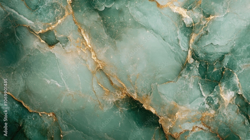Poster abstract green marble texture with elegant golden veins creates a unique visual appeal. this abstrac