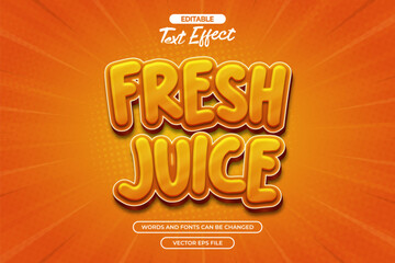 Fresh juice editable text effect with comic background