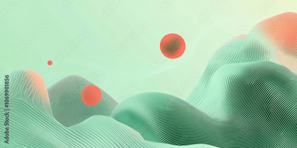 Poster a mint green backdrop features lively neon geometric mosaic waves with dynamic undulating shapes, cr