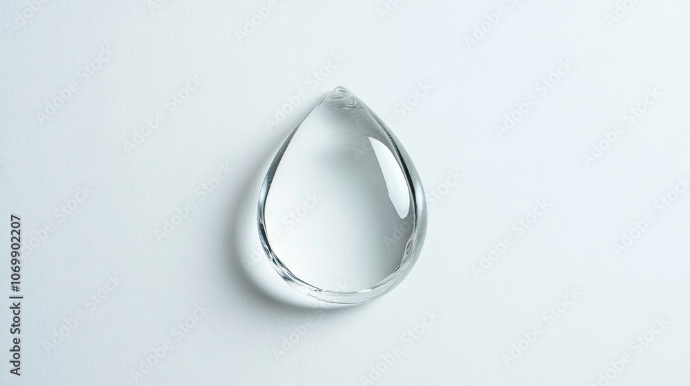 Poster a drop of water captured over a white background creates a striking visual impact, emphasizing the c