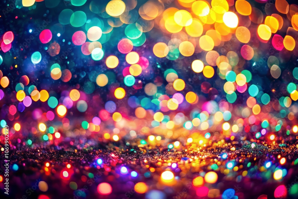 Aufkleber aerial view of abstract neon halftone color bokeh texture creating a sparkling blur for holiday ligh