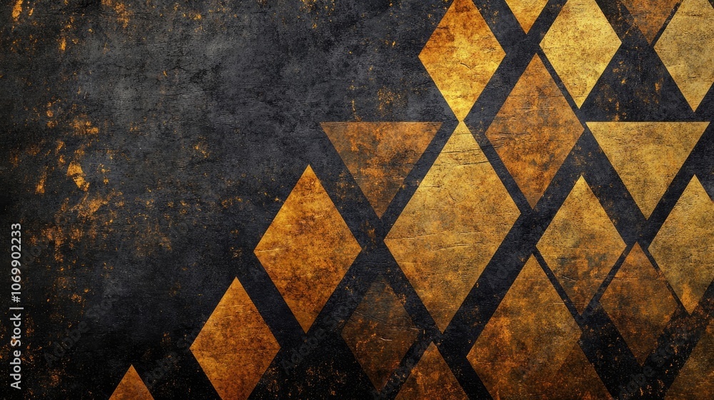 Leinwandbilder abstract geometric background composed of golden triangles, creating a dynamic visual effect. the go