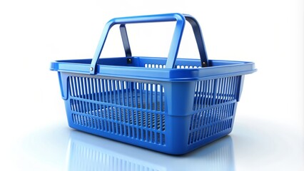 Blue Shopping Basket on Isolated  Background - Perfect for E-commerce and Retail Graphics, Ideal for Marketing and Advertising Purposes, High-Quality PNG Format