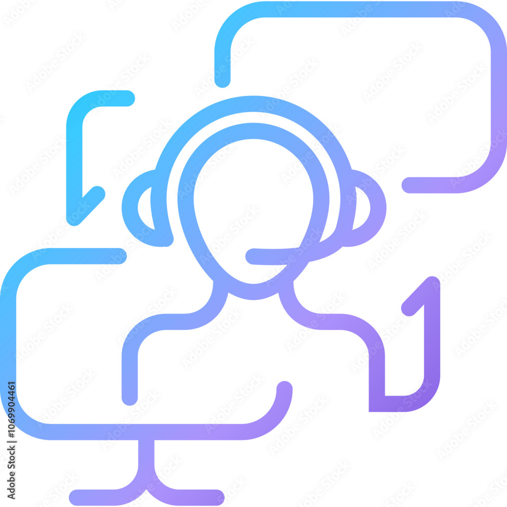 Aufkleber a customer support representative assists clients through online chat using headset and computer whi