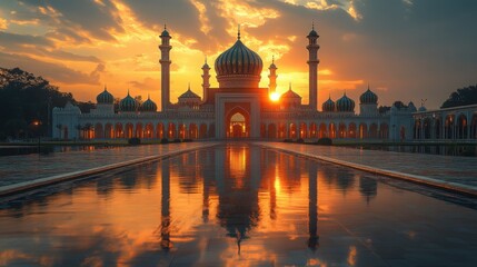 Beautifully Crafted Islamic Mosque Background with Ramadan Kareem Greeting Perfect for Festive Invitations and Messages