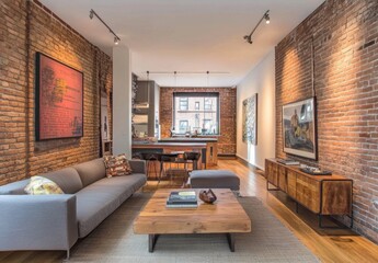 Brick Loft Living Room.