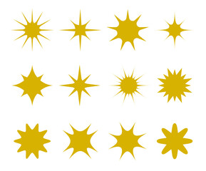 Set of retro star sparkle icons. Futuristic sparkle shapes.