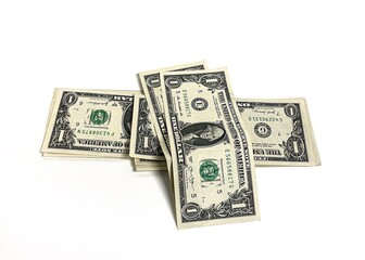 American dollar bills isolated on white background