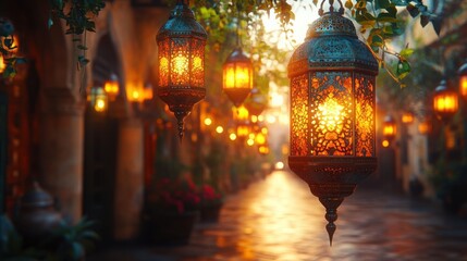 Fototapeta premium Beautifully Designed Ramadan Lantern Background for Use in Decorations and Celebrations