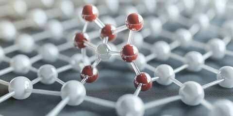 Obraz premium A close-up view of a molecular structure with interconnected atoms, illustrating the complexity and clarity of chemical bonds and molecular arrangements.