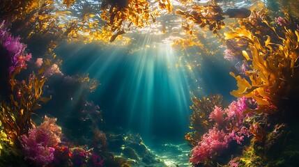 Obraz premium Explore the vibrant underwater world filled with colorful coral reefs