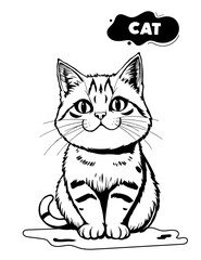 133 cute cat illustration model for coloring