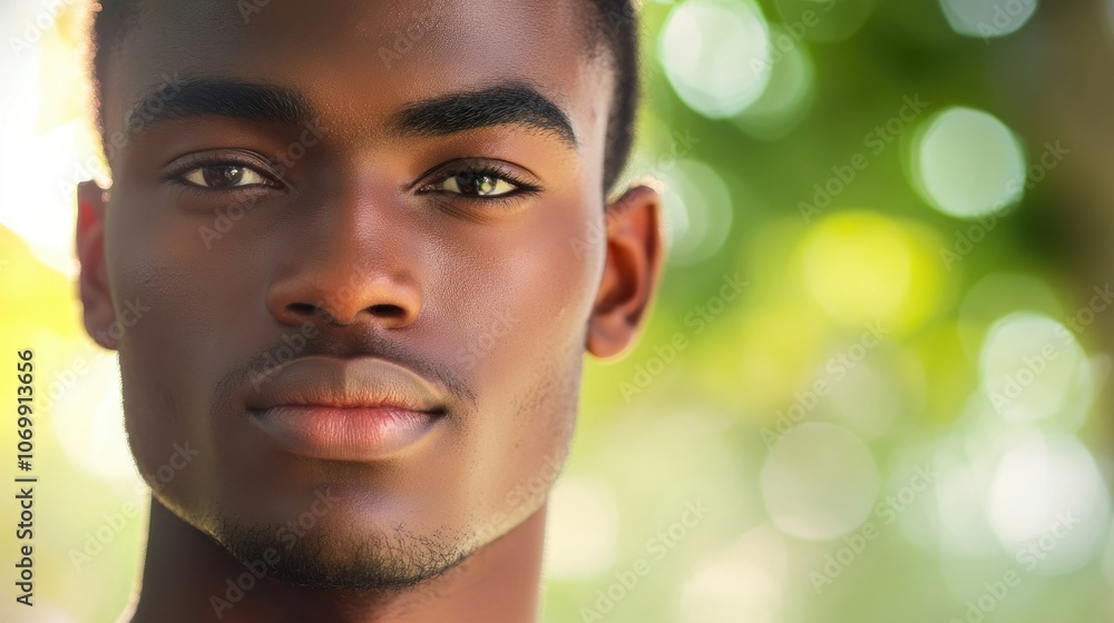 Fototapete young african man posed with a blurred background, emphasizing his expression and style, creating a 