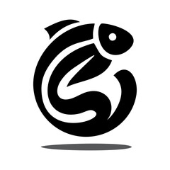 black and white fish vector