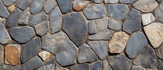 Textured Stone Wall With Irregular Shapes And Patterns.