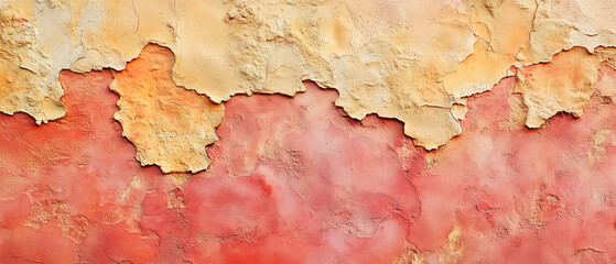Naklejka premium Peeling Paint Reveals a Colorful History on a Worn Wall.