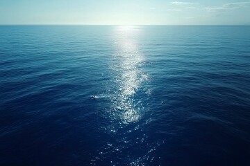 Obraz premium dauphins in blue ocean, drone fpv view.generative ai