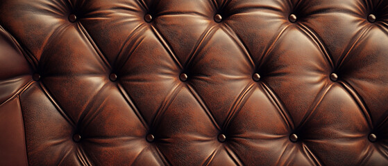 Fototapeta premium Luxurious Brown Leather Upholstery Texture Close-Up.
