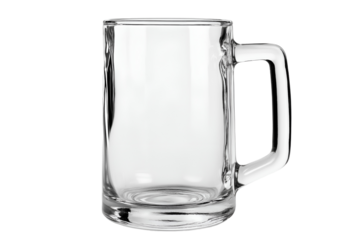 Empty Classic beer glass with handle isolated on white background, png cut out.