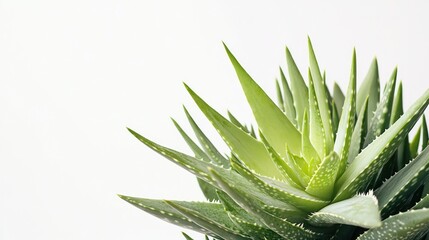 Fototapeta premium Closeup of Aloe Vera Plant with White Background
