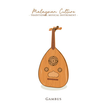 Vector illustration of Malaysian musical instrument called Gambus