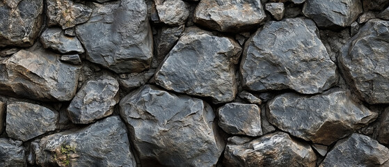 Ancient Stone Wall With Rugged Texture and Depth.