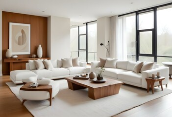 Modern Minimalist Living Room with Neutral Tones.