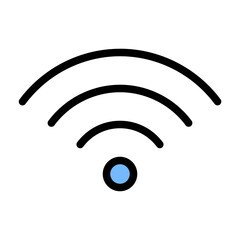 WiFi Signal Icon Wireless Connectivity in Flat Line Color Style