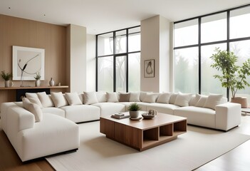 Modern Minimalist Living Room with Neutral Tones.