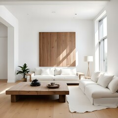 Modern Minimalist Living Room with Neutral Tones.