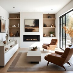 Modern Minimalist Living Room with Neutral Tones.