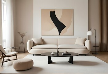 Modern Minimalist Living Room with Neutral Tones.