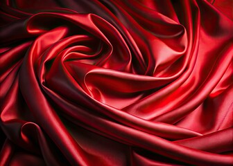 Elegant Red Silk Fabric Waves Background for Text Overlay, Luxury Textiles, Smooth Drapery, Rich Color, Fashion Design, Textured Fabric, Opulent Textiles