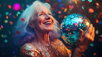 Naklejka premium The Joyful Senior with Glitterball