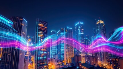 Obraz premium The City at Night Lights